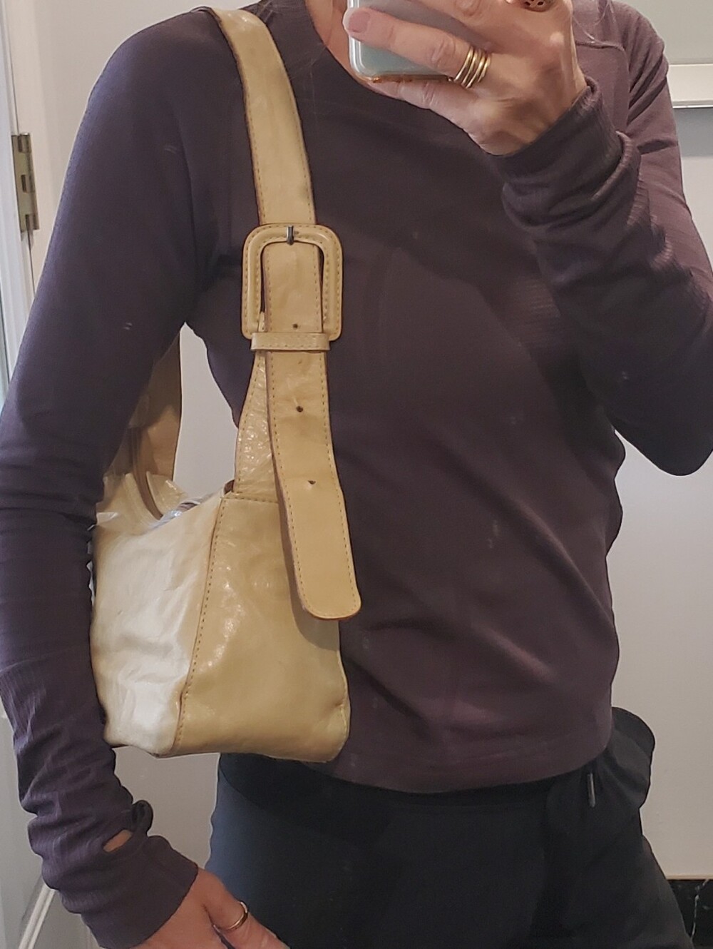 Vintage Y2K The Trend Leather Hobo Baguette Distressed Bag Made In Italy